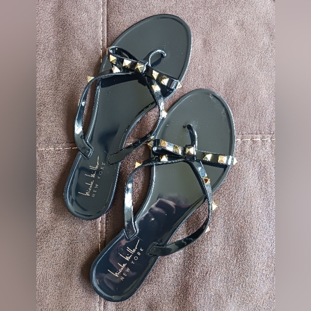 Nicole Miller New York Ririy Studded Bow Sandals Size EU 39